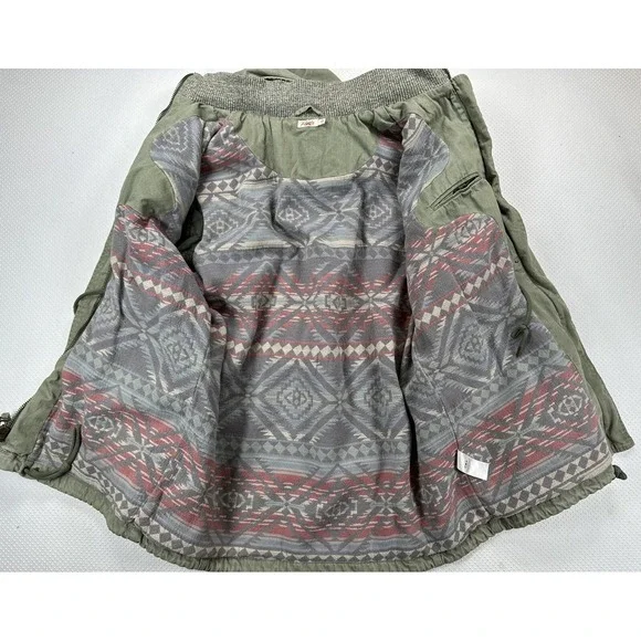Faherty Women's Small Arosa Green Military Style Hooded Jacket Aztec Full Zip - Picture 8 of 8